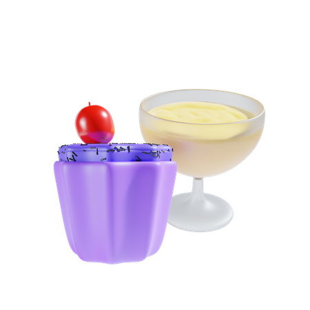 Boisson et cupcake  3D Icon