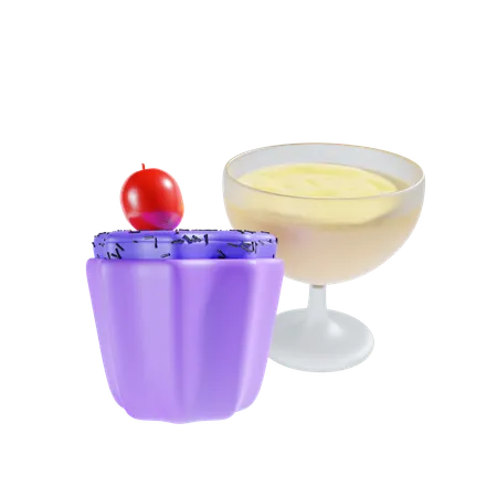 Boisson et cupcake  3D Icon