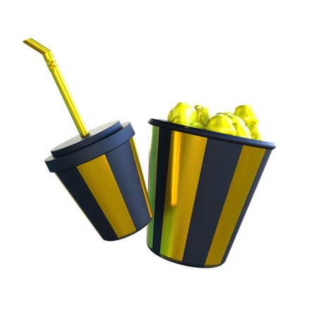 Pop-corn et boisson  3D Icon