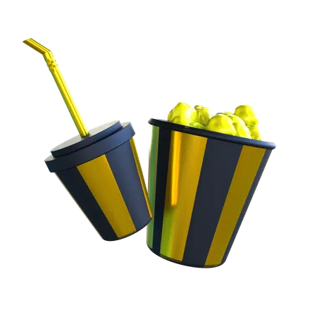 Pop-corn et boisson  3D Icon