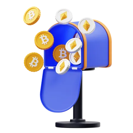 Boîte aux lettres Bitcoin  3D Illustration