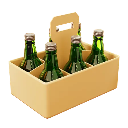 Boîte de bouteille de bière  3D Icon