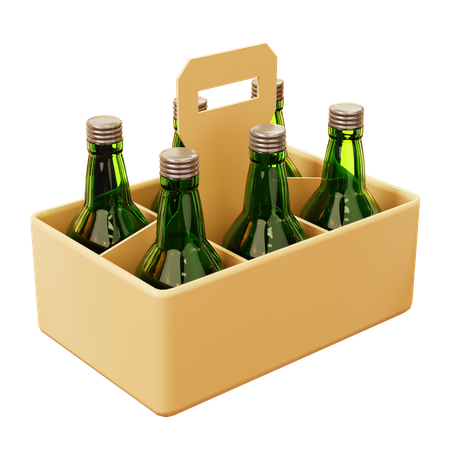 Boîte de bouteille de bière  3D Icon