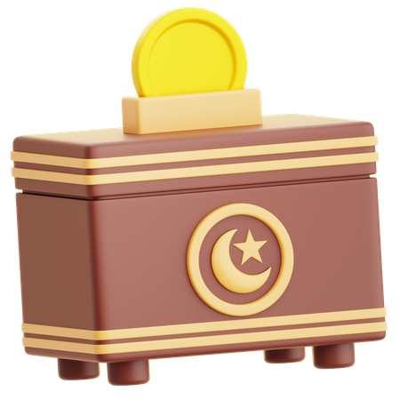 Boîte de dons avec pièce symbole de charité ramadan  3D Icon