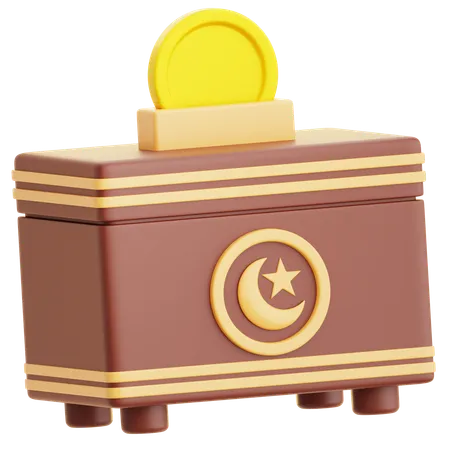 Boîte de dons avec pièce symbole de charité ramadan  3D Icon