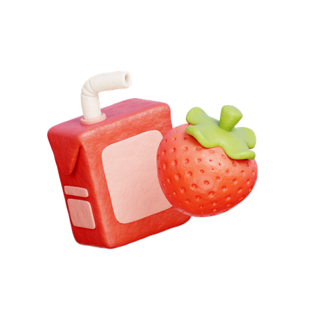 Boîte de jus de fraise  3D Icon