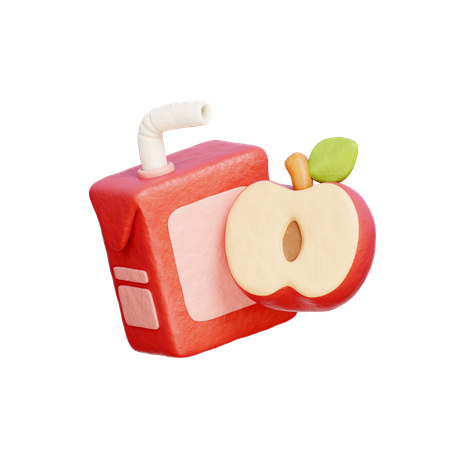 Boîte de jus de pomme rouge  3D Icon