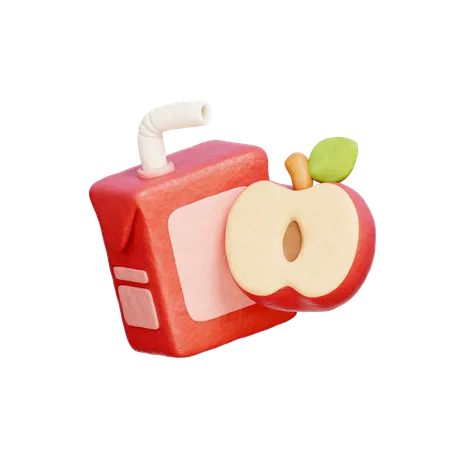 Boîte de jus de pomme rouge  3D Icon