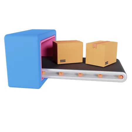 Boîtes en carton sur tapis roulant  3D Icon