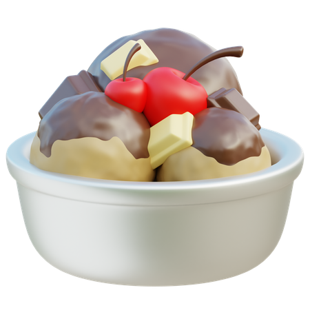 Bol de glace au chocolat  3D Icon