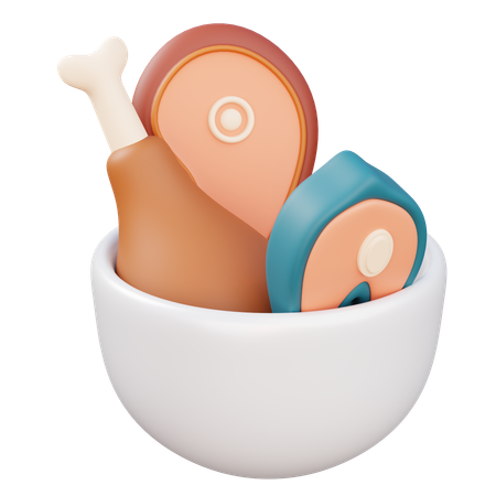 Bol de viande et de poisson  3D Icon