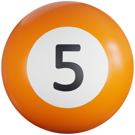 Bola de bilhar com número cinco  3D Icon