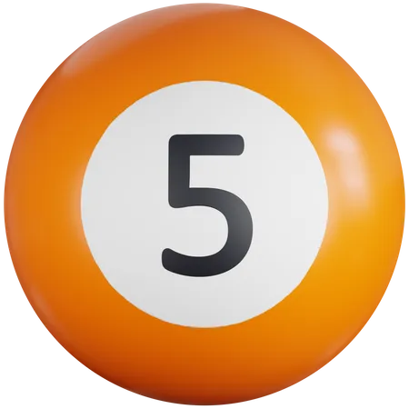 Bola de bilhar com número cinco  3D Icon