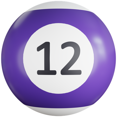 Bola de bilhar com número doze  3D Icon