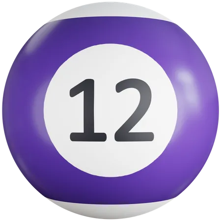 Bola de bilhar com número doze  3D Icon