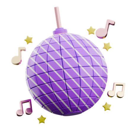 Bola de discoteca com estrelas de notas musicais  3D Icon
