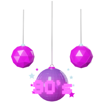 Bola de discoteca pendurada com placa de 90 S  3D Icon