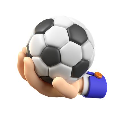 Mão segurando uma bola de futebol  3D Icon