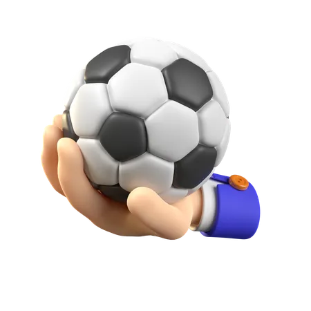 Mão segurando uma bola de futebol  3D Icon