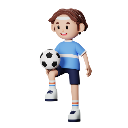Jogador de futebol fazendo malabarismo com bola  3D Illustration