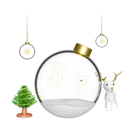 Bola de Natal como presente de Natal  3D Illustration