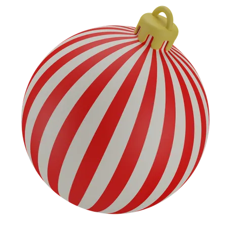 Bola De Natal Com Listra Branca E Vermelha 3D Icon