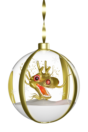 Bola de neve com dragão dourado  3D Icon