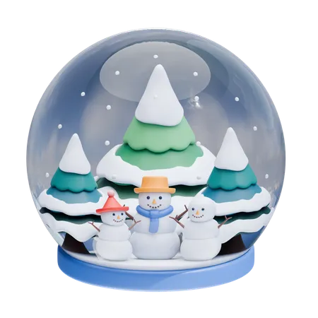 Bola de nieve con muñecos de nieve  3D Icon