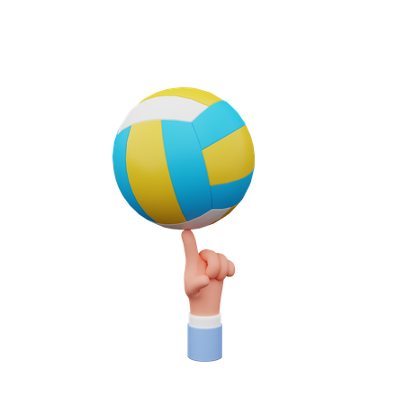Mão segurando uma bola de vôlei  3D Illustration