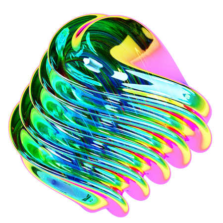 Forma abstracta de bola espiral iridiscente  3D Icon