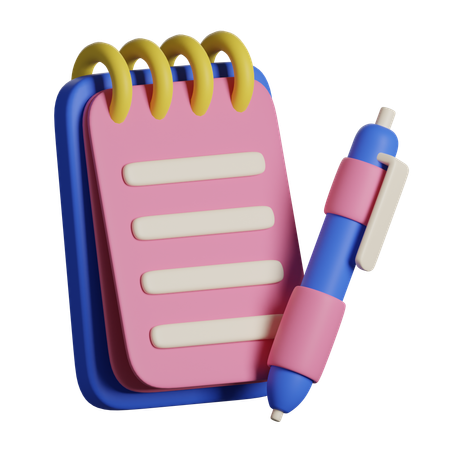 Bolígrafo y cuaderno  3D Icon
