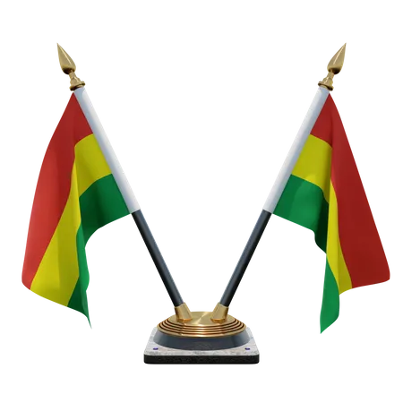 Bolivia Double Desk Flag Stand  3D Flag