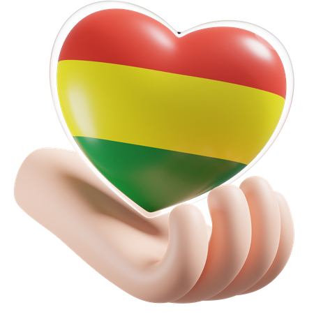 Bolivia Flag Heart Hand Care  3D Icon