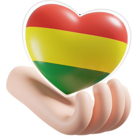 Bolivien Flagge Herz Handpflege  3D Icon