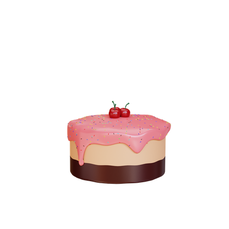 Bolo com chocolate rosa  3D Illustration