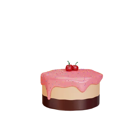 Bolo com chocolate rosa  3D Illustration