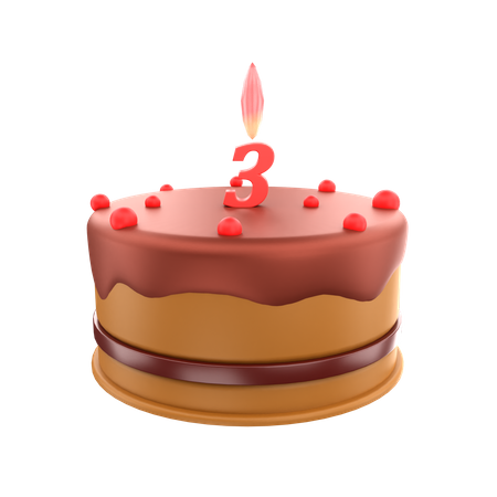 Bolo de 3º aniversário  3D Icon