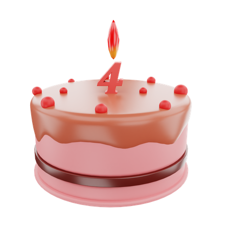 Bolo de 4º aniversário  3D Icon