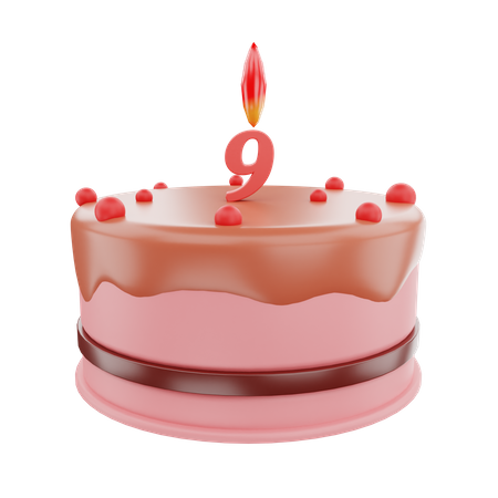 Bolo de 9º aniversário  3D Icon