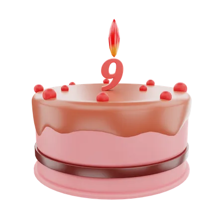 Bolo de 9º aniversário  3D Icon