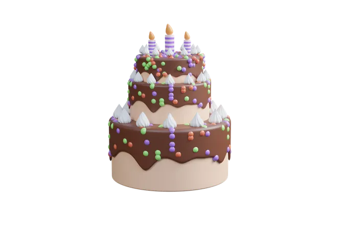 Bolo de aniversário  3D Icon