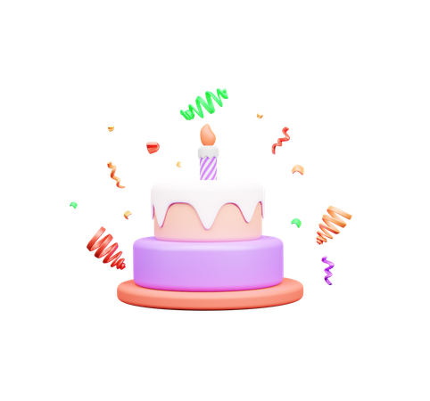 Bolo de aniversário  3D Icon