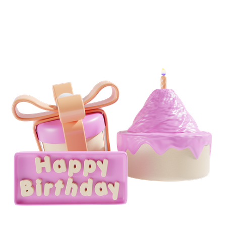 Bolo de aniversário  3D Icon