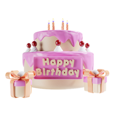 Bolo de aniversário  3D Icon