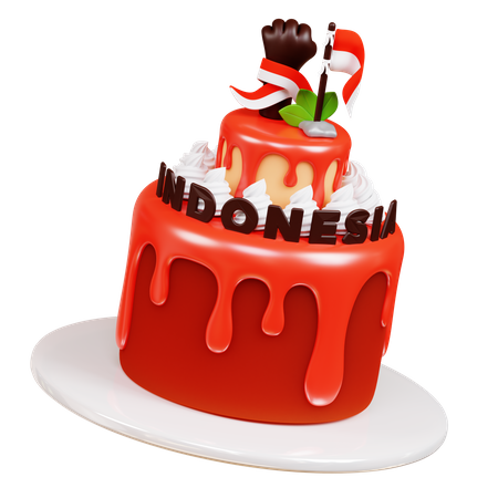 Bolo de aniversário vermelho  3D Icon