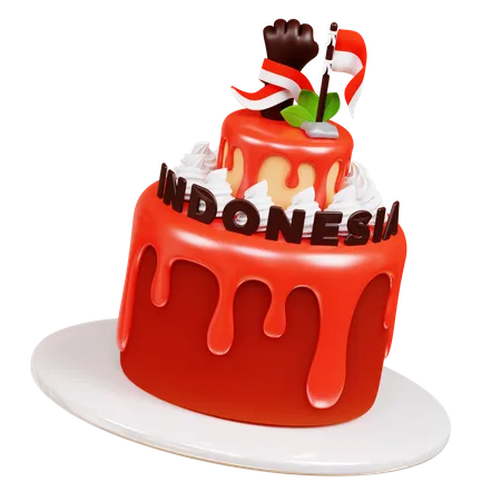 Bolo de aniversário vermelho  3D Icon