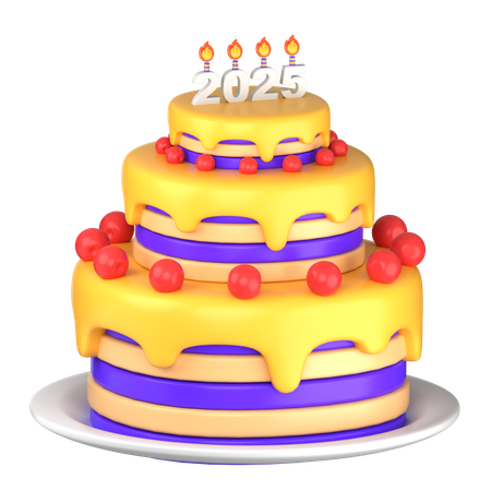 Bolo de ano novo 2025  3D Icon