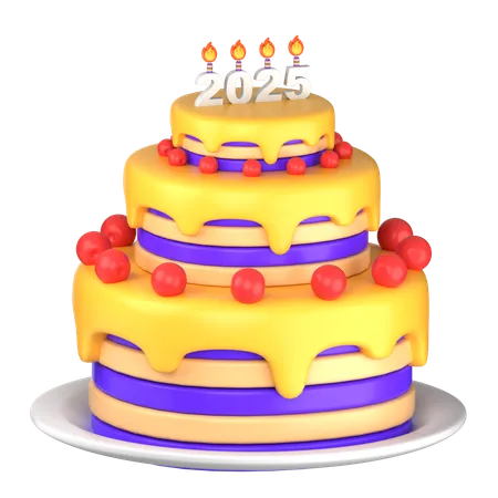 Bolo de ano novo 2025  3D Icon