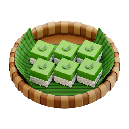 Bolo de arroz pegajoso pandan de arroz pegajoso indonésio  3D Icon