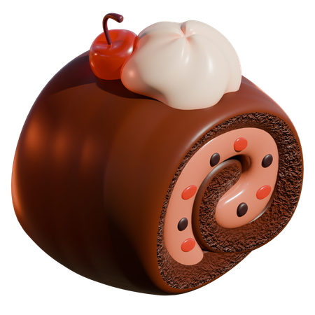 Bolo de rolo de chocolate  3D Icon